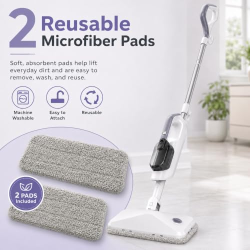 White 12-in-1 Steam Mop for Floor & Handheld Cleaning - Multi-Purpose, Fragrance Slot