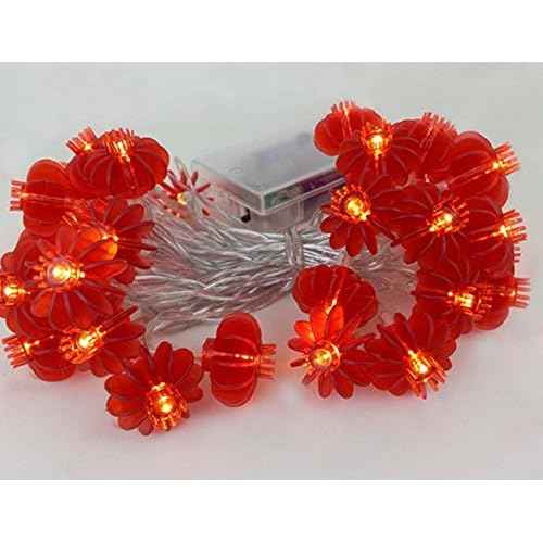 13ft/4M 40 LED Red Lanterns String Lights Battery Operated Fairy String Lights for Wedding, Chinese New Year,Spring Festival,Party Decoration,Christmas.