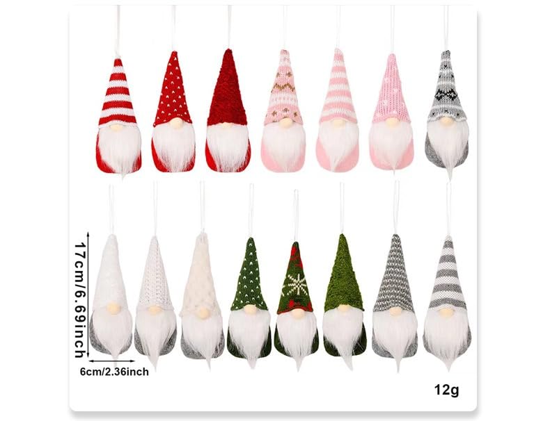 3PCs Christmas Gnome Ornaments for Tree, Decorative Plush Swedish