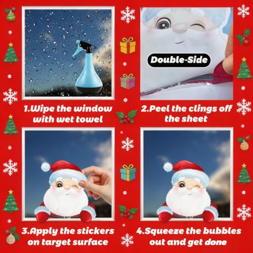 ELFPOEME Christmas Window Clings - Snowflake Xmas Ball Decorations, Holiday Party Large Window Stickers, Winter Wonderland Decals, Christmas Ball Variant