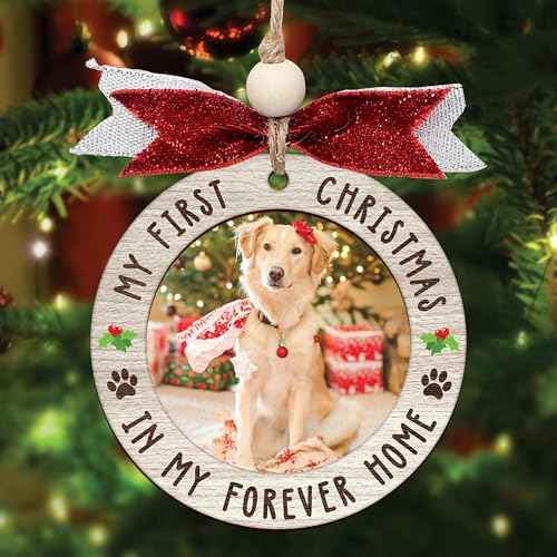 Personalized Pet Photo Ornaments 2025 ? Custom Christmas Dog Ornament for Tree ? Wooden Pet Picture Frame Keepsake ? Dog Cat Remembrance Ornament for Pet Lovers (H92)