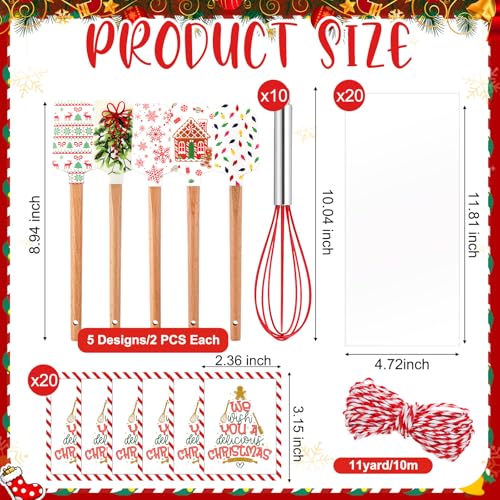 Christmas Baking Gift Set with Spatulas, Whisks, Greeting Cards & Bags