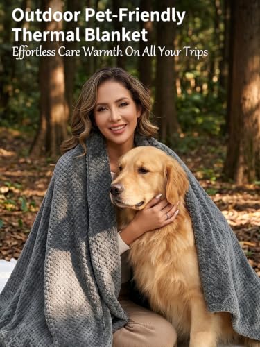 Kintiwe Pro Light Gray Battery-Operated Heated Blanket Throw 40"x60" - Wearable Poncho & Shawl