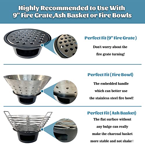 Kamado Cooker Ash Can with Folding Handle for Large Green Egg - Carbon Steel Ash Pot