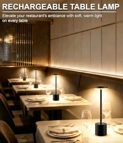 Swinerton Black Cordless Rechargeable LED Table Lamp Set of 2 for Bedroom, Patio, Restaurant