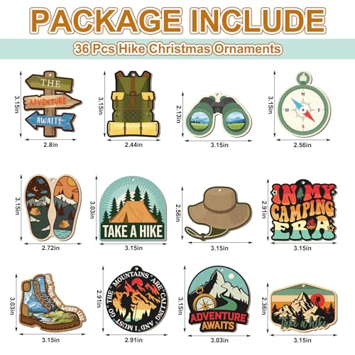 Vercraft 36-Piece Hiking Christmas Ornaments Set with 12 Styles