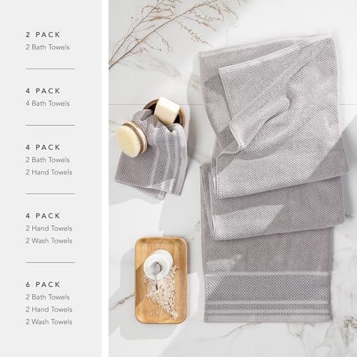Luxury Organic Cotton Bath Towel Set 700 GSM Rice Weave Jacquard - 2 Bath & 2 Hand Towels, Cream
