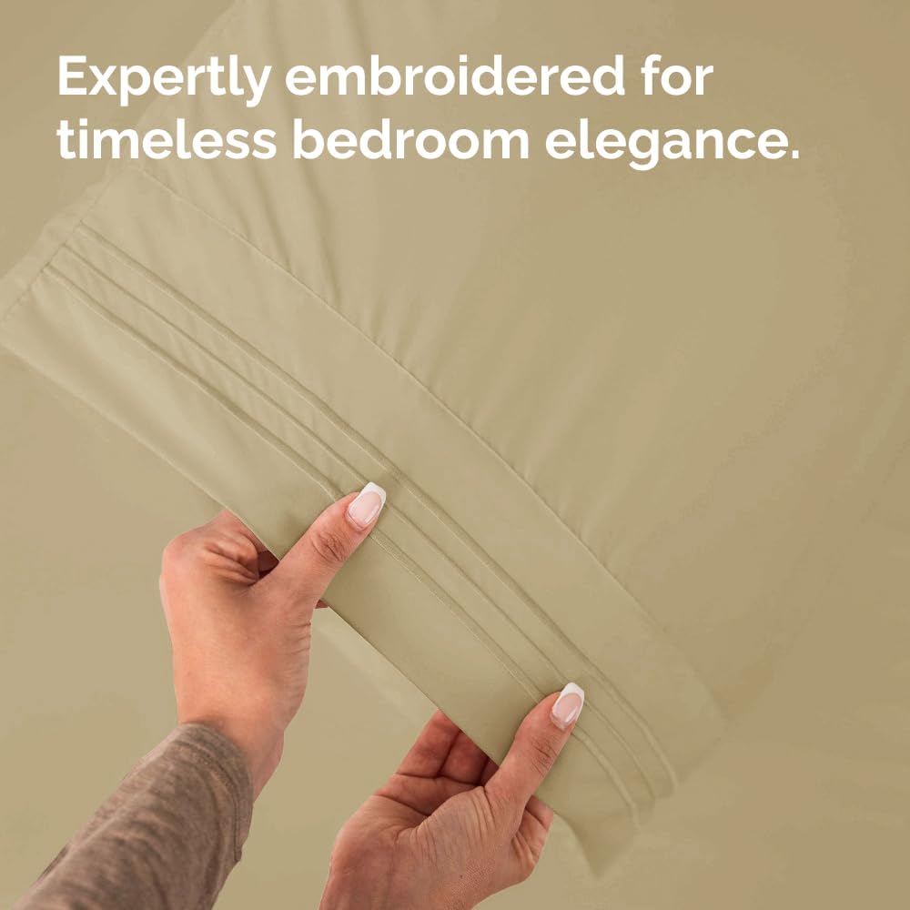 Standard Pillow Cases Set of 2 | Ultra-Soft Hotel Quality Covers - Comfy, Wrinkle-Free & Stain Resistant - Beige