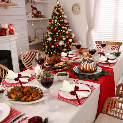 KPOSIYA Burgundy Velvet Christmas Napkin Rings Set - 20 Pcs, 7.5 Inch Holiday Table Decor