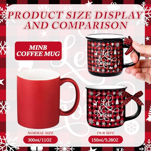 Suttmin 6 Pack Christmas Mini Coffee Mugs 5.07 oz Buffalo Plaid Red & Black for Holiday Decor