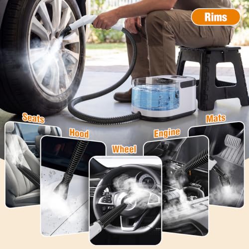 LABIGO White Handheld Steam Cleaner - Fast 15s Heat-Up for Home & Car