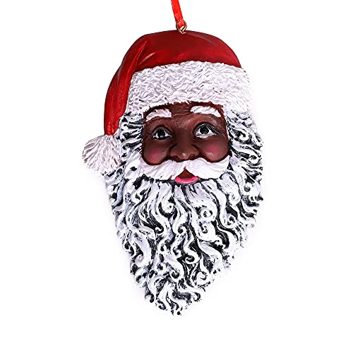 African American Black Santa Claus£¬4.5-inches Tall American Santa Head Ornament for Christmas Decor