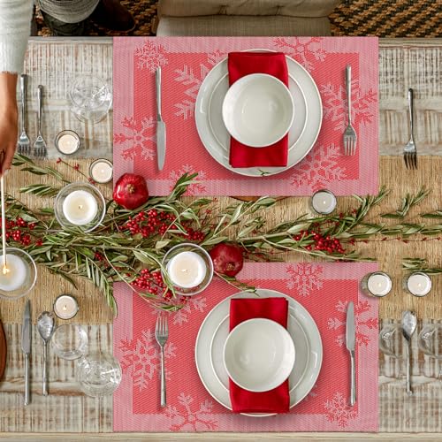 Aofmee Christmas Placemats Set of 6, Washable Place Mats for Kitchen