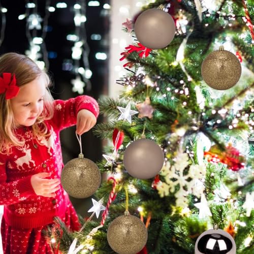 Bronze 3.94" Shatterproof Christmas Ornaments, 6 Pcs – Large Bronze Ball Xmas Decorations