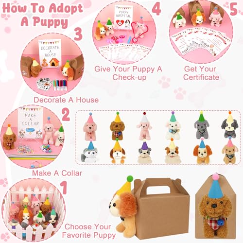 Dog Adoption Party Favors Set - Plush Puppies, House, Certificates & Accessories