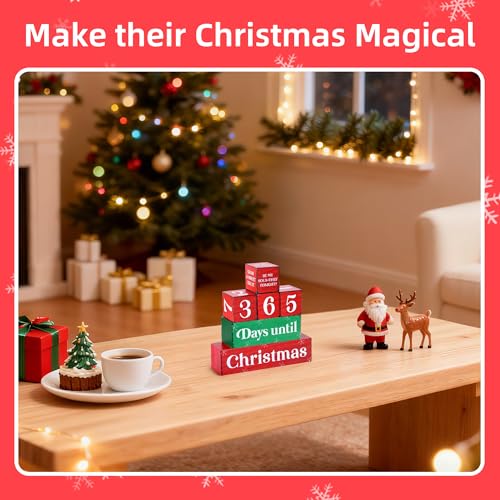 Gleegreets 365 Days Christmas Countdown Wooden Decor Set with Dice - A-Christmas Countdown