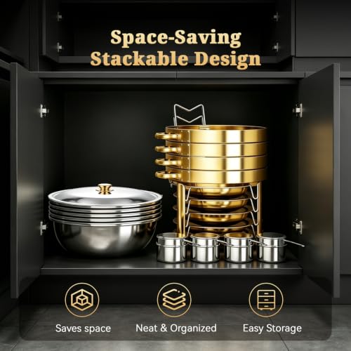 Aerovithera 4-Pack 5qt Chafing Dishes Stainless Steel Food Warmer Set with Gold Stand