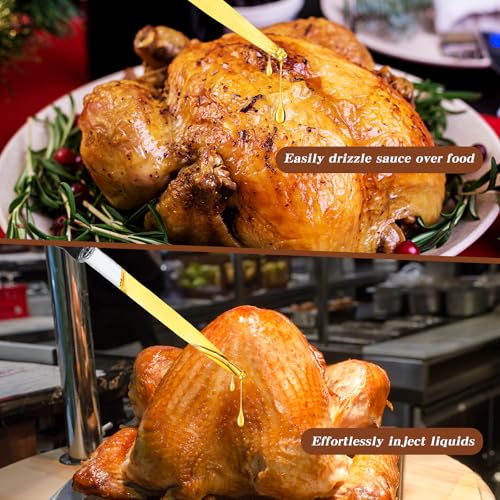 Lusofie Large Turkey Baster with Black Handle, 28ml Glass Tube for Roasting