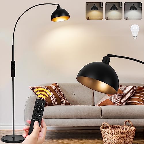 VenzBlomia Black Dimmable Arc Floor Lamp with Remote Control & 2700-6000K LED Bulb