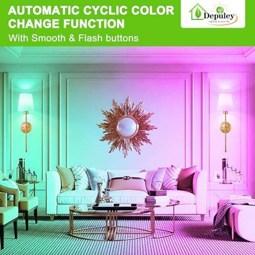 Gold Wireless Battery Wall Sconces Set of 2 - Dimmable RGB Color, 15in