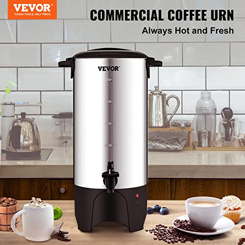VEVOR 50-Cup Commercial Coffee Urn Stainless Steel Hot Beverage Dispenser 7.5L