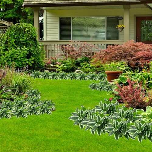 Green 12-Pack Artificial Hostas for Outdoor Planters - Realistic Faux Plants