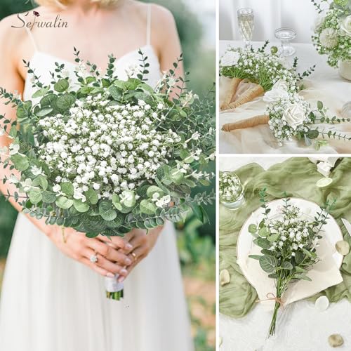 100PCS Mixed Eucalyptus Stems with Baby's Breath - DIY Home Decor Arrangement