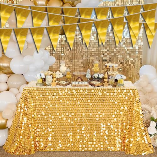 Gold Triangle Pennant Banner 65FT Party Decorations for Weddings Birthdays & Celebrations