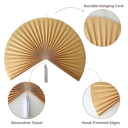 ChumDecor Ivory 60-Inch Bamboo Wall Fan Decor - Japanese Feng Shui Statement Piece