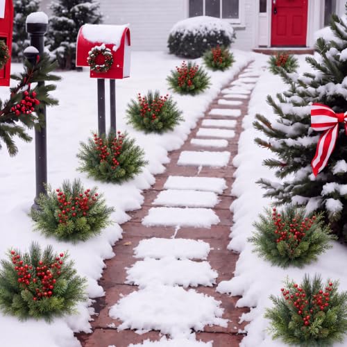Suncalla 24 Pcs Artificial Christmas Flowers Outdoor Winter Decor - Fresh