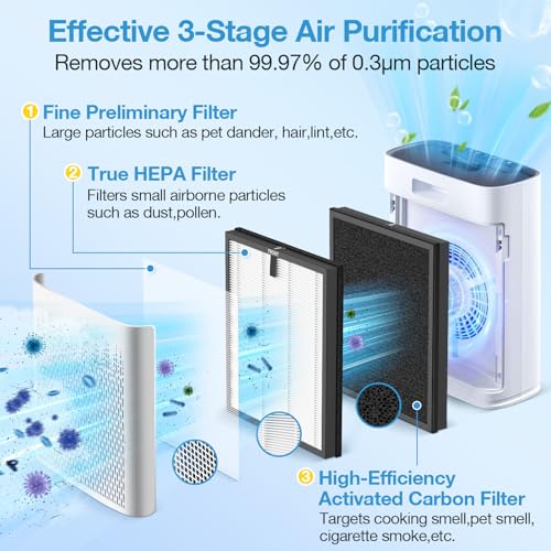White 4 Pack HAP603 Replacement Air Purifier Filters for ECOSELF HAP603