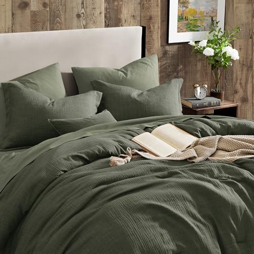 Dark Green California King Comforter Set - 7 Pieces Bed in a Bag