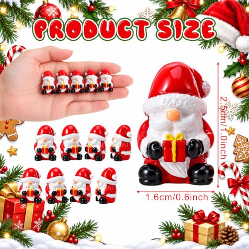 Christmas Mini Gnomes Figurines - 60 pcs Resin Santa Gnome Ornaments with Gift Box - Holiday Decor