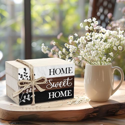 Christian Decorative Book Stack for Farmhouse, Rustic Tiered Tray Decor, Stacked Books Set, Home Sweet Home Wooden Decor for Living Room Table Shelf, Housewarming Gifts for Women Men -28