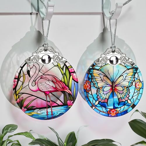 Jocidea Glass Flamingo Christmas Ornament, Holiday Decorations and