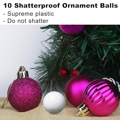 GameXcel Medium Fuchsia 2.5-Inch Christmas Tree Ornaments - Set of 10 Shatterproof Holiday Decorations
