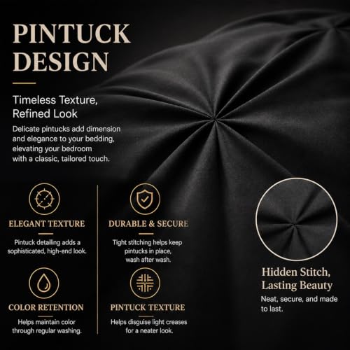 CozyLux Queen Comforter Set Black - 7-Piece Bed in a Bag, All-Season Microfiber