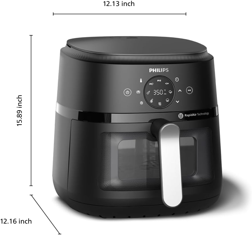 Philips Air Fryer 2000 Series - 13-in-1 Functions, 6.6 Quarts, Compact Design, Black | NA231/00