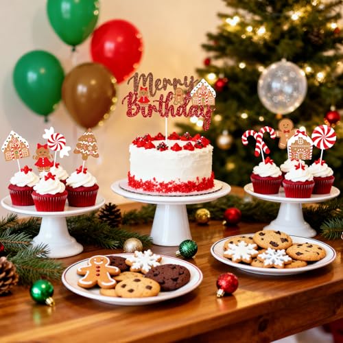 Christmas Birthday Party Decorations Kit with Banners Balloons Gingerbread Theme