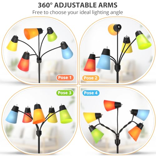 Medusa Adjustable Multi-Head LED Floor Lamp - Black Tall Standing Light