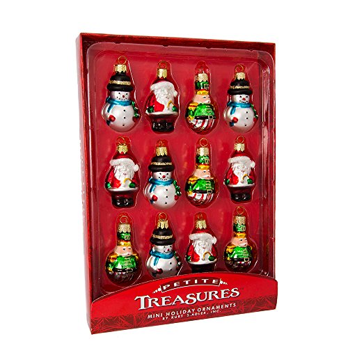 Kurt Adler 12 Piece Petite Glass Ornament Set - Christmas Tree Decorations
