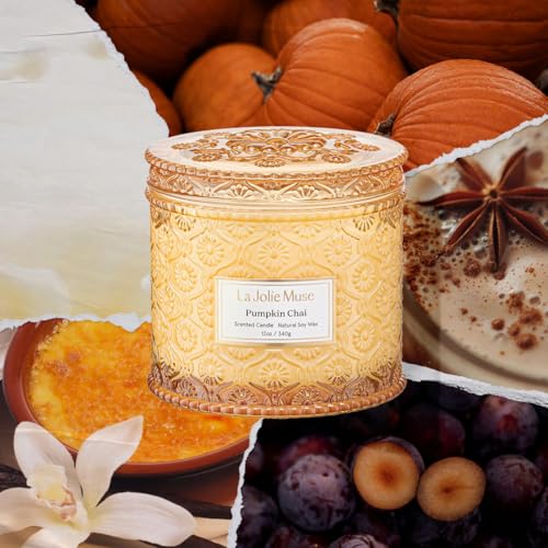 Pumpkin Chai Scented Candle - Natural Soy 2-Wick, 12 oz, Cozy Fall Home Decor