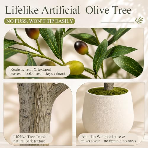 6FT Faux Olive Tree - Realistic Artificial Plant for Living Room & Bedroom