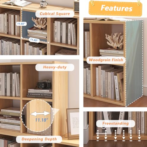 NELYE 6 Cube Storage Bookcase - White Open Shelf Organizer, Versatile Cube Shelf