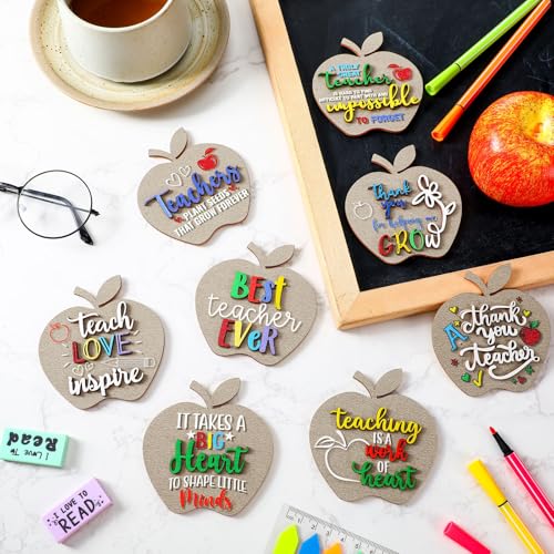 Xuhal 8 Pcs Large 3D Christmas Magnets Gifts Bulk Teacher Appreciation Gifts Set Thank You Present for Women Men 3.5 x 3.5'' Wooden Fridge Magnets for Christmas Thanksgiving Holiday Gift