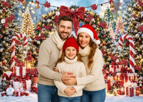 8x6FT Christmas Backdrop with Red Cabin Winter Scene Arch – CINRAY