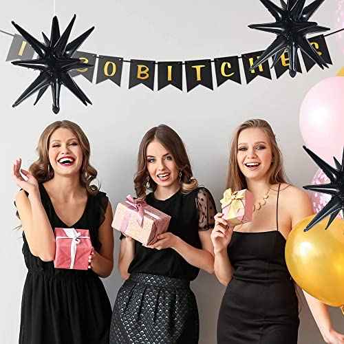TONIFUL 4 Pcs 22inch 4D Huge Black Star Balloons Explosion Star Mylar Foil Balloons for Party Supplies Backdrop Christmas,New Year,Birthday,Halloween, Wedding,Photo Booth Ornament