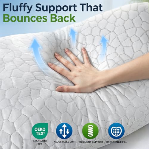 Queen Crescent Side Sleeper Pillow 2 Pack - Ergonomic Cooling Memory Foam