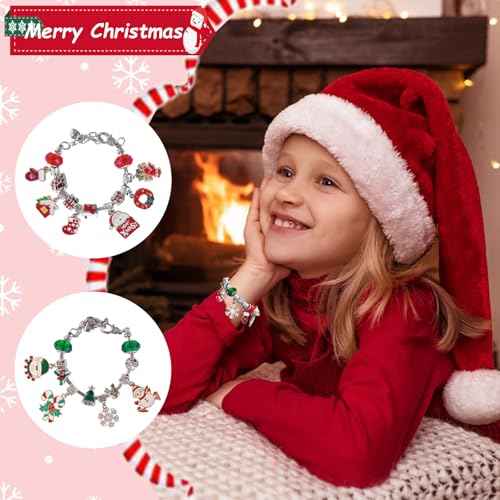 Christmas Advent Calendar Bracelets,Charm Braceket Making Kit for Girls 24 Days Xmas Valentine's Day Countdown Gift with DIY Jewelry for Girls Teens Women