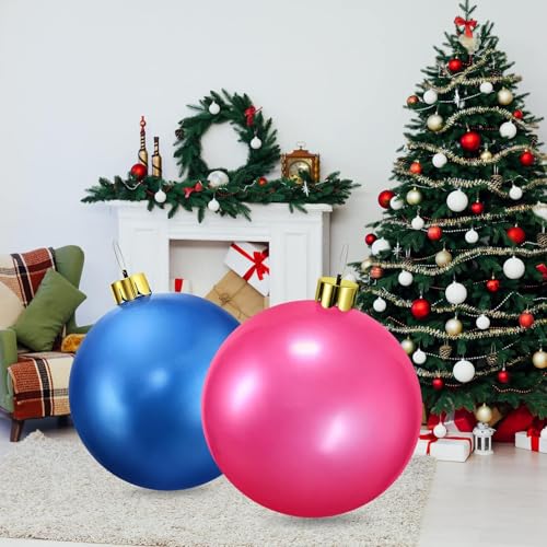 BEAUTYFLOWER Silver 25-Inch Inflatable Oversized Christmas Ornament - Weather Resistant Holiday Decor